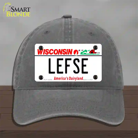 Lefse Wisconsin Novelty License Plate Hat Unconstructed Cotton / Charcoal