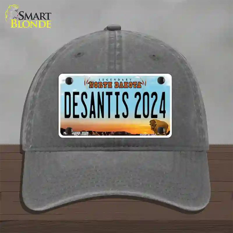 Desantis 2024 North Dakota Novelty License Plate Hat Unconstructed Cotton / Charcoal