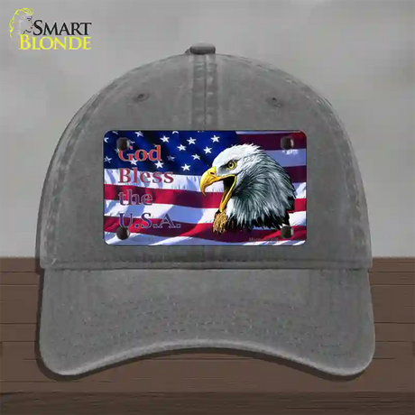 God Bless The USA Eagle Novelty License Plate Hat Unconstructed Cotton / Charcoal