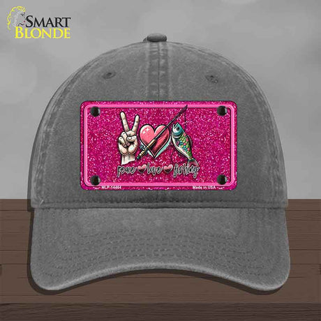 Peace Love Fishing Novelty License Plate Hat HAT-MLP-14464