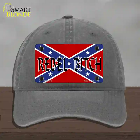 Rebel Bitch Novelty License Plate Hat Unconstructed Cotton / Charcoal