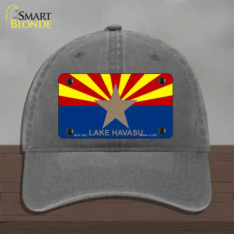 Lake Havasu Arizona State Flag Novelty License Plate Hat Unconstructed Cotton / Charcoal