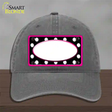 White Black Polka Dots Pink Frame And White Center Oval Novelty License Plate Hat Unconstructed Cotton / Charcoal