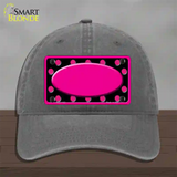 Pink Black Polka Dots Pink Frame And Center Oval Novelty License Plate Hat Unconstructed Cotton / Charcoal