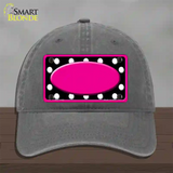 White Black Polka Dots Pink Frame And Center Oval Novelty License Plate Hat Unconstructed Cotton / Charcoal