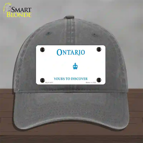 Ontario Canada Novelty License Plate Hat Unconstructed Cotton / Charcoal