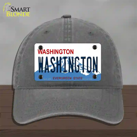 Washington State Novelty License Plate Hat Unconstructed Cotton / Charcoal