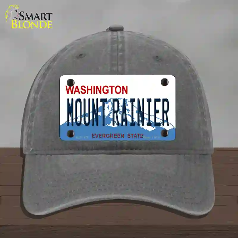 Mount Rainier Washington Novelty License Plate Hat Unconstructed Cotton / Charcoal