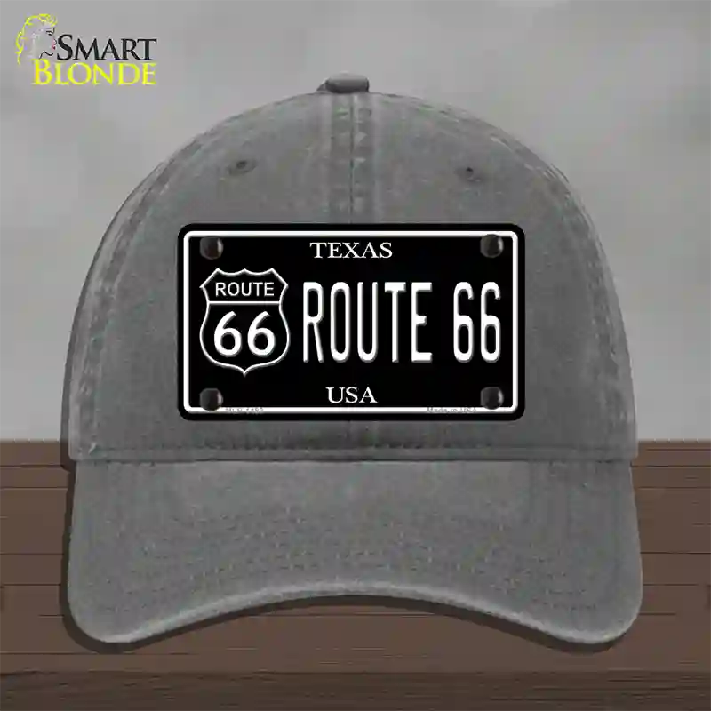 Route 66 Texas Black Novelty License Plate Hat Unconstructed Cotton / Charcoal