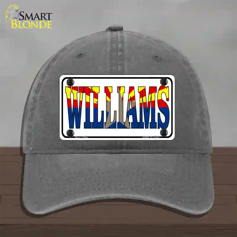 Williams Arizona Flag White Novelty License Plate Hat Unconstructed Cotton / Charcoal