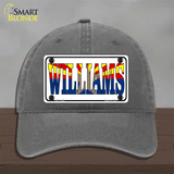 Williams Arizona Flag White Novelty License Plate Hat Unconstructed Cotton / Charcoal