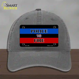 Police Vs. Fire Novelty License Plate Hat Unconstructed Cotton / Charcoal