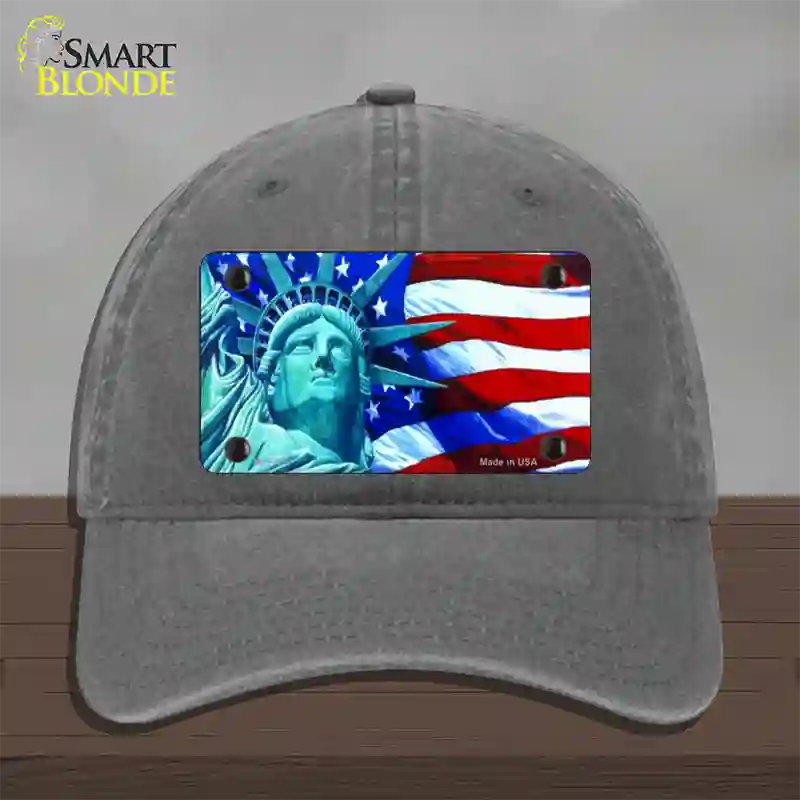 Lady Liberty Novelty License Plate Hat Unconstructed Cotton / Charcoal