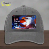 God Bless USA Eagle Novelty License Plate Hat Unconstructed Cotton / Charcoal