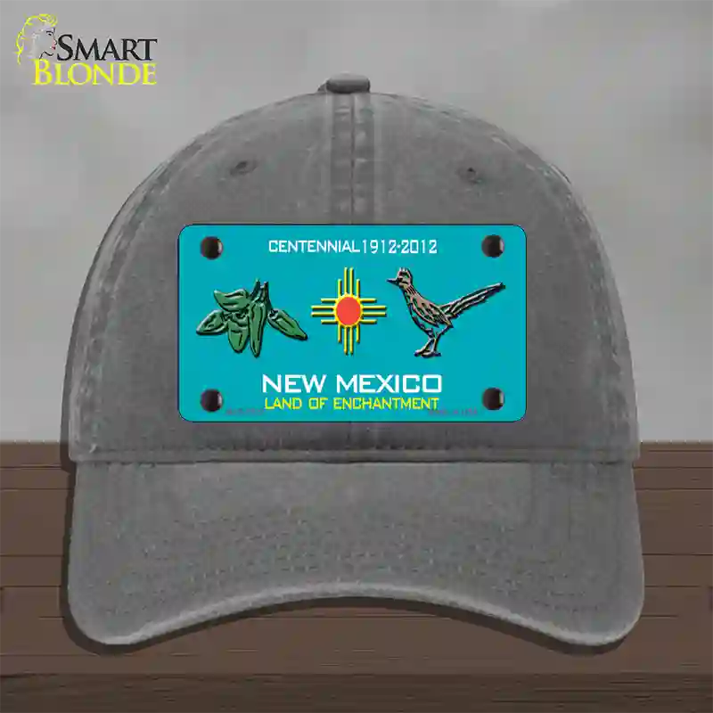 Green Chili & Road Runner New Mexico Novelty License Plate Hat Unconstructed Cotton / Charcoal