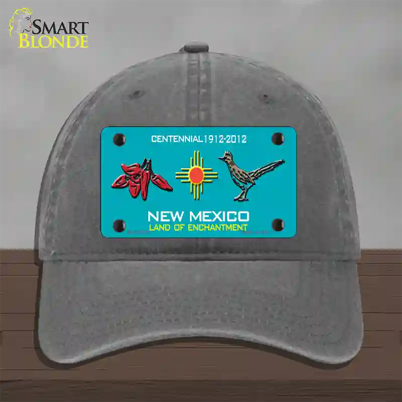 Red Chili & Road Runner New Mexico Teal Novelty License Plate Hat Unconstructed Cotton / Charcoal