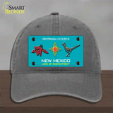 Red Chili & Road Runner New Mexico Teal Novelty License Plate Hat Unconstructed Cotton / Charcoal