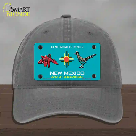 Red Chili & Road Runner New Mexico Teal Novelty License Plate Hat Unconstructed Cotton / Charcoal