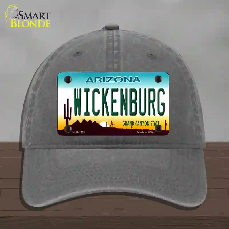 Wickenburg Arizona Novelty License Plate Hat Unconstructed Cotton / Charcoal