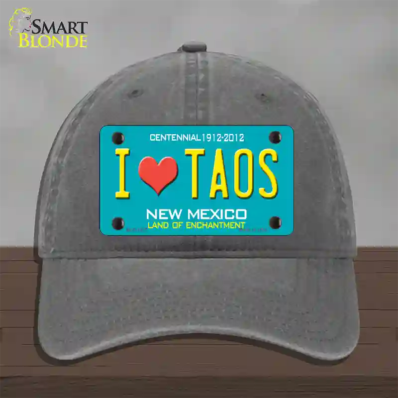 I Love Taos New Mexico Novelty License Plate Hat Unconstructed Cotton / Charcoal