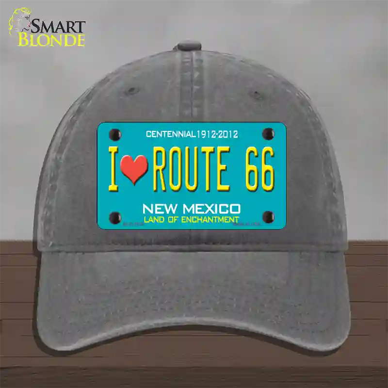 I Love Route 66 New Mexico Novelty License Plate Hat Unconstructed Cotton / Charcoal