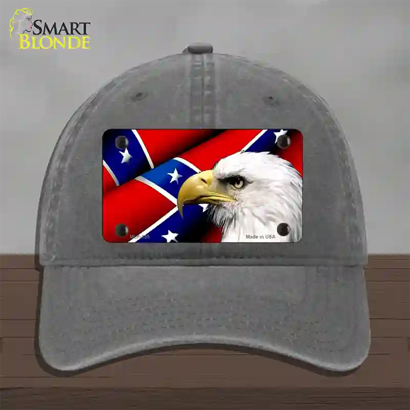 Confederate Flag Eagle Novelty License Plate Hat Unconstructed Cotton / Charcoal