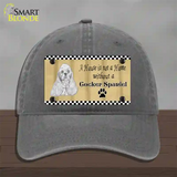 Pencil Sketch Cocker Spaniel Novelty License Plate Hat Unconstructed Cotton / Charcoal