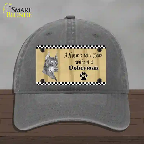 Pencil Sketch Doberman Metal Dog Novelty License Plate Hat Unconstructed Cotton / Charcoal