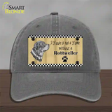 Pencil Sketch Rottweiler Novelty License Plate Hat Unconstructed Cotton / Charcoal