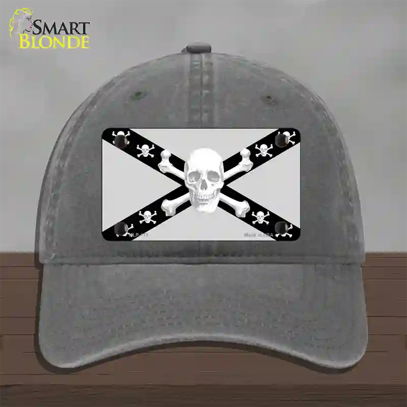 Skull Black & Silver Novelty License Plate Hat Unconstructed Cotton / Charcoal