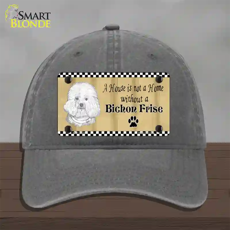 Pencil Sketch Bichon Frise Novelty License Plate Hat Unconstructed Cotton / Charcoal