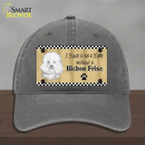 Pencil Sketch Bichon Frise Novelty License Plate Hat Unconstructed Cotton / Charcoal