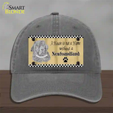 Pencil Sketch New Foundland Novelty License Plate Hat Unconstructed Cotton / Charcoal