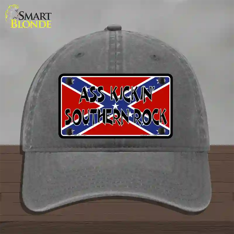 Southern Rock Confederate Flag Novelty License Plate Hat Unconstructed Cotton / Charcoal