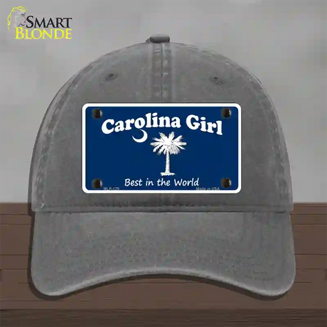 Carolina Girl Blue Novelty License Plate Hat Unconstructed Cotton / Charcoal