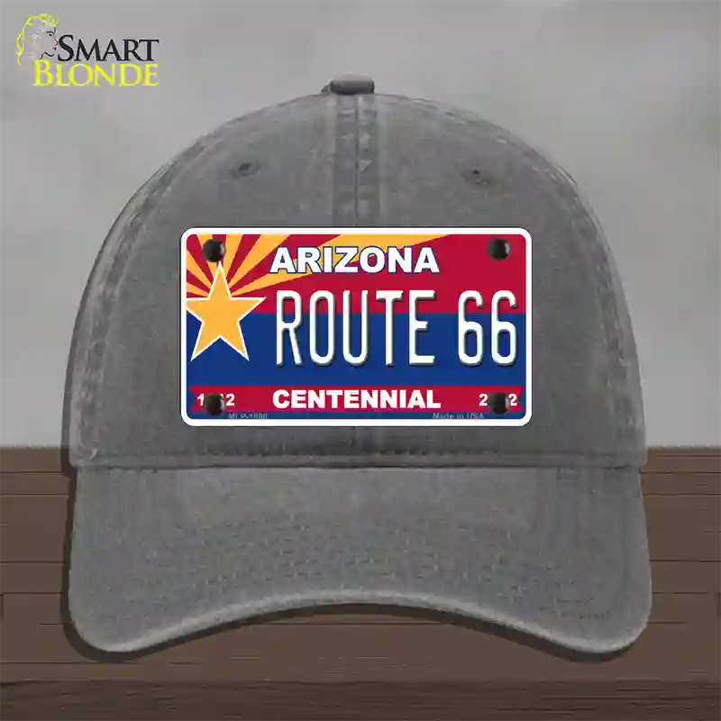 Arizona Centennial Route 66 Novelty License Plate Hat Unconstructed Cotton / Charcoal