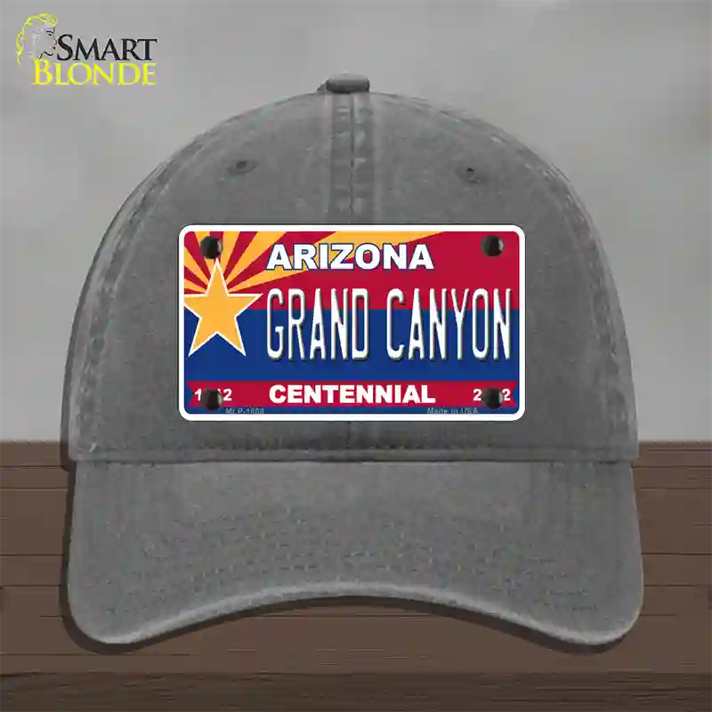 Arizona Centennial Grand Canyon Novelty License Plate Hat Unconstructed Cotton / Charcoal