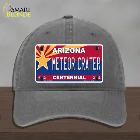 Arizona Centennial Meteor Crater Novelty License Plate Hat Unconstructed Cotton / Charcoal