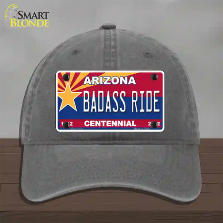 Arizona Centennial Badass Ride Novelty License Plate Hat Unconstructed Cotton / Charcoal