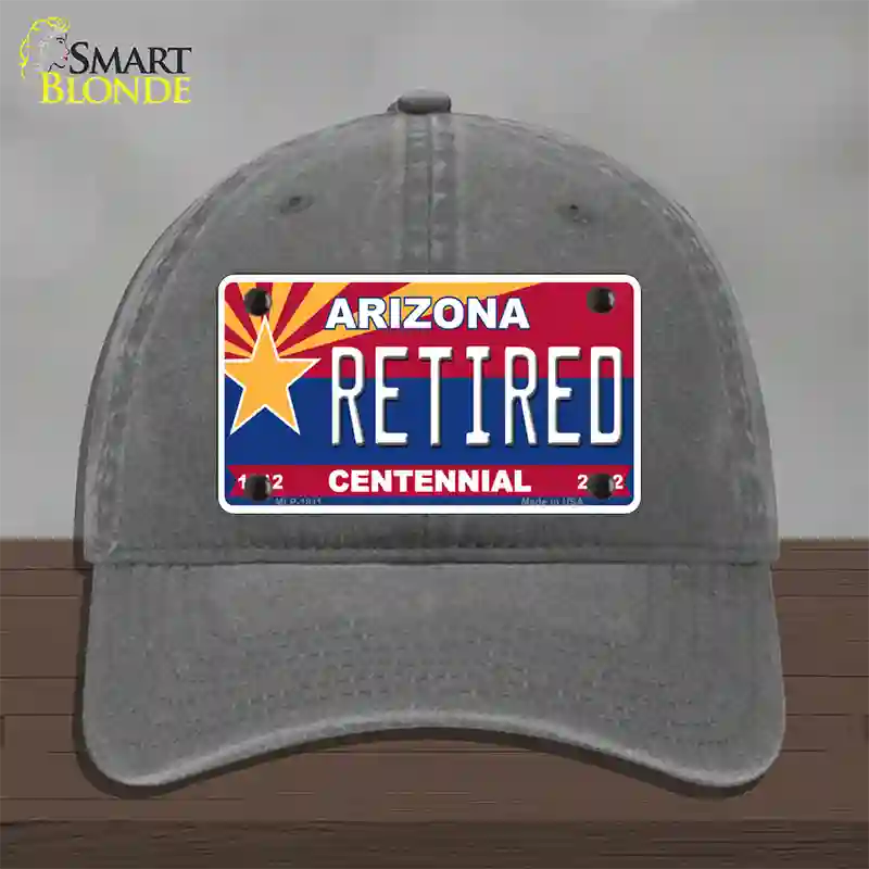 Arizona Centennial Retired Novelty License Plate Hat Unconstructed Cotton / Charcoal