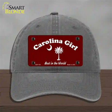 Carolina Girl Burgundy Novelty License Plate Hat Unconstructed Cotton / Charcoal