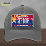 Arizona Centennial Seriously Novelty License Plate Hat Unconstructed Cotton / Charcoal