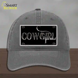 Cowgirl Black Novelty License Plate Hat Unconstructed Cotton / Charcoal