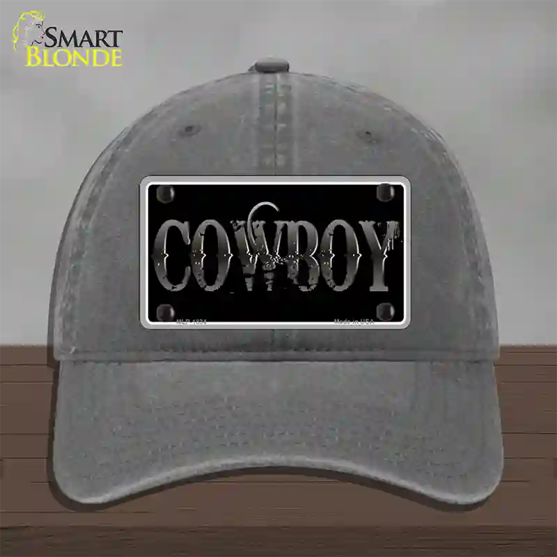 Cowboy Black Novelty License Plate Hat Unconstructed Cotton / Charcoal