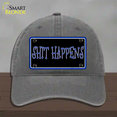 Shit Happens Novelty License Plate Hat Unconstructed Cotton / Charcoal