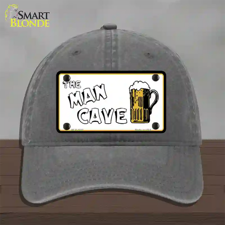 Man Cave Novelty License Plate Hat Unconstructed Cotton / Charcoal