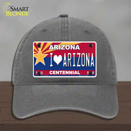 Arizona Centennial I Love Arizona Novelty License Plate Hat Unconstructed Cotton / Charcoal