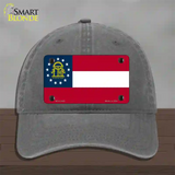 Georgia State Flag Novelty License Plate Hat Unconstructed Cotton / Charcoal