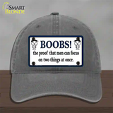 Boobs Proof Novelty License Plate Hat Unconstructed Cotton / Charcoal