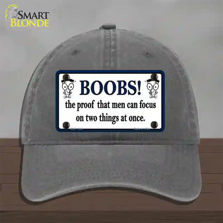 Boobs Proof Novelty License Plate Hat Unconstructed Cotton / Charcoal